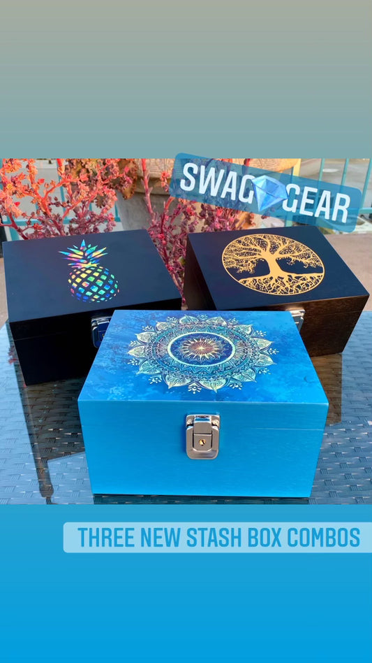 Premium Stash Box Combo Locking Stash Box Grinder Stash Jar and Rolling Tray - 4 Part Herb Grinder - Brand New and Bigger Combo!