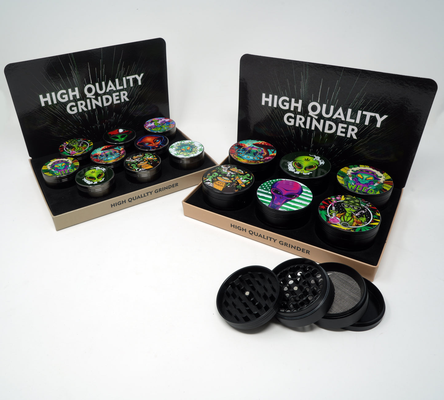 Alien Mix Design 4 Part Zinc Alloy Premium Herb Grinder