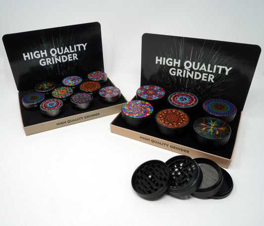 Psychedelic Mix Design 4 Part Zinc Alloy Premium Herb Grinder
