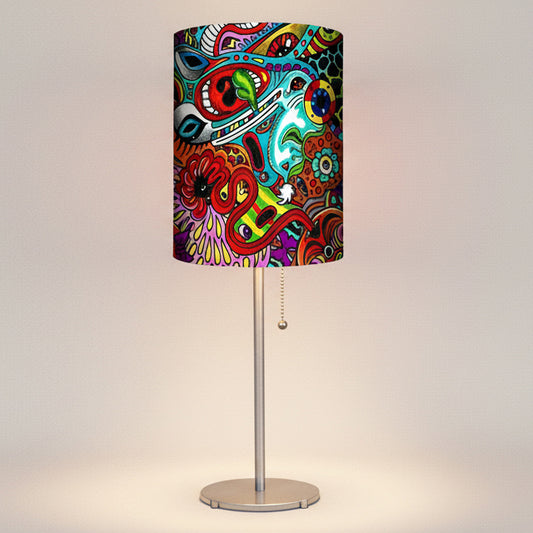 Psychedelic #1 Designed Lampshade With Metal Base