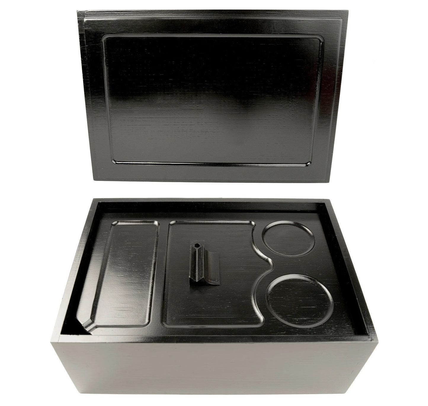 Wooden Stash Box with Rolling Tray - Stash Box with Rolling Tray - Comes with a Magnetic Scraper Large Stash Box Black Stash Box