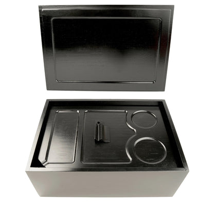 Wooden Stash Box with Rolling Tray - Stash Box with Rolling Tray - Comes with a Magnetic Scraper Large Stash Box Black Stash Box