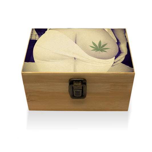 Bamboo Stash Box With Design # BB-001