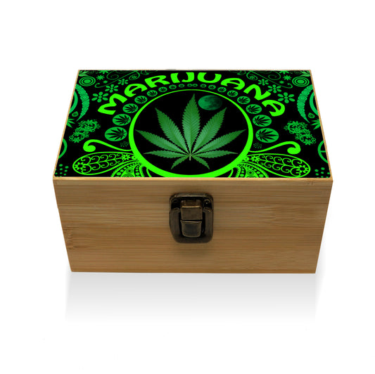 Bamboo Stash Box With Design # BB-018