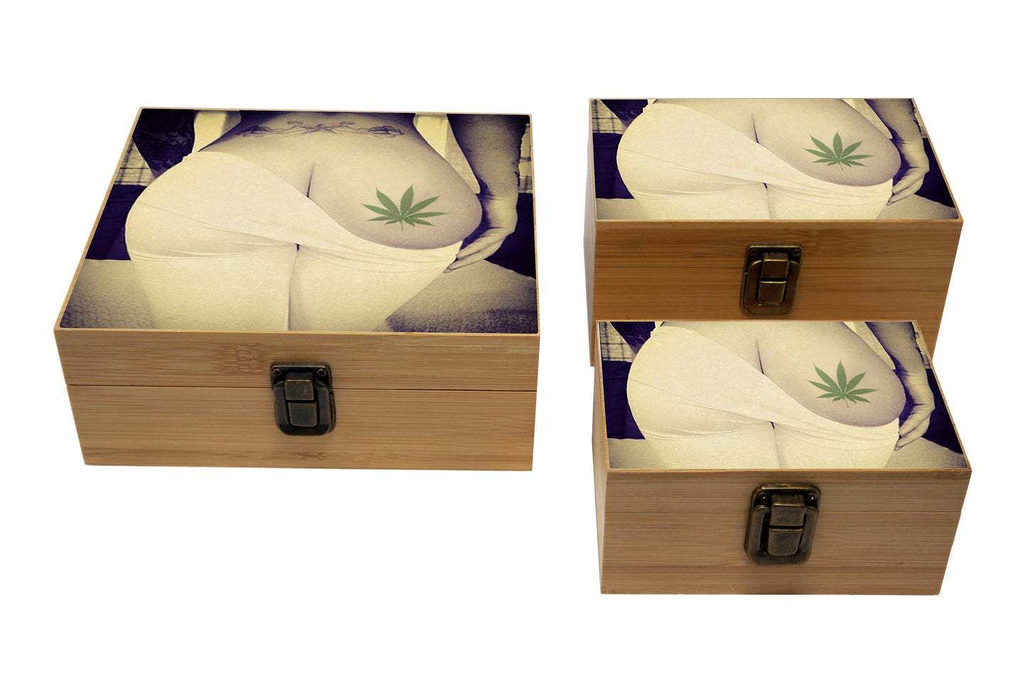 Bamboo Stash Box With Design # BB-001