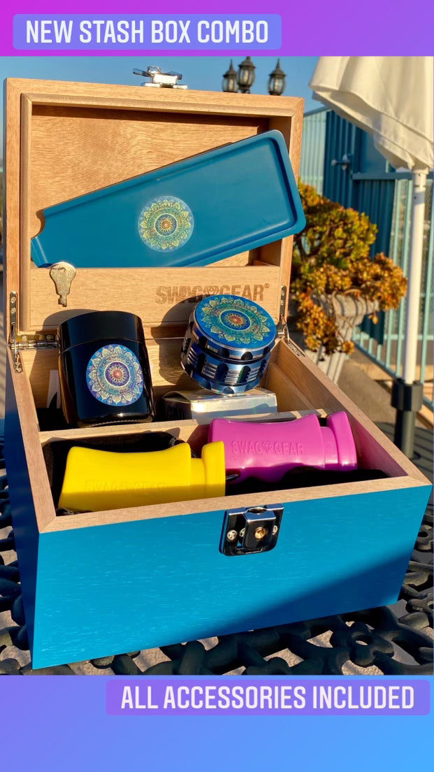 Premium Stash Box Combo Locking Stash Box Grinder Stash Jar and Rolling Tray - 4 Part Herb Grinder - Brand New and Bigger Combo!