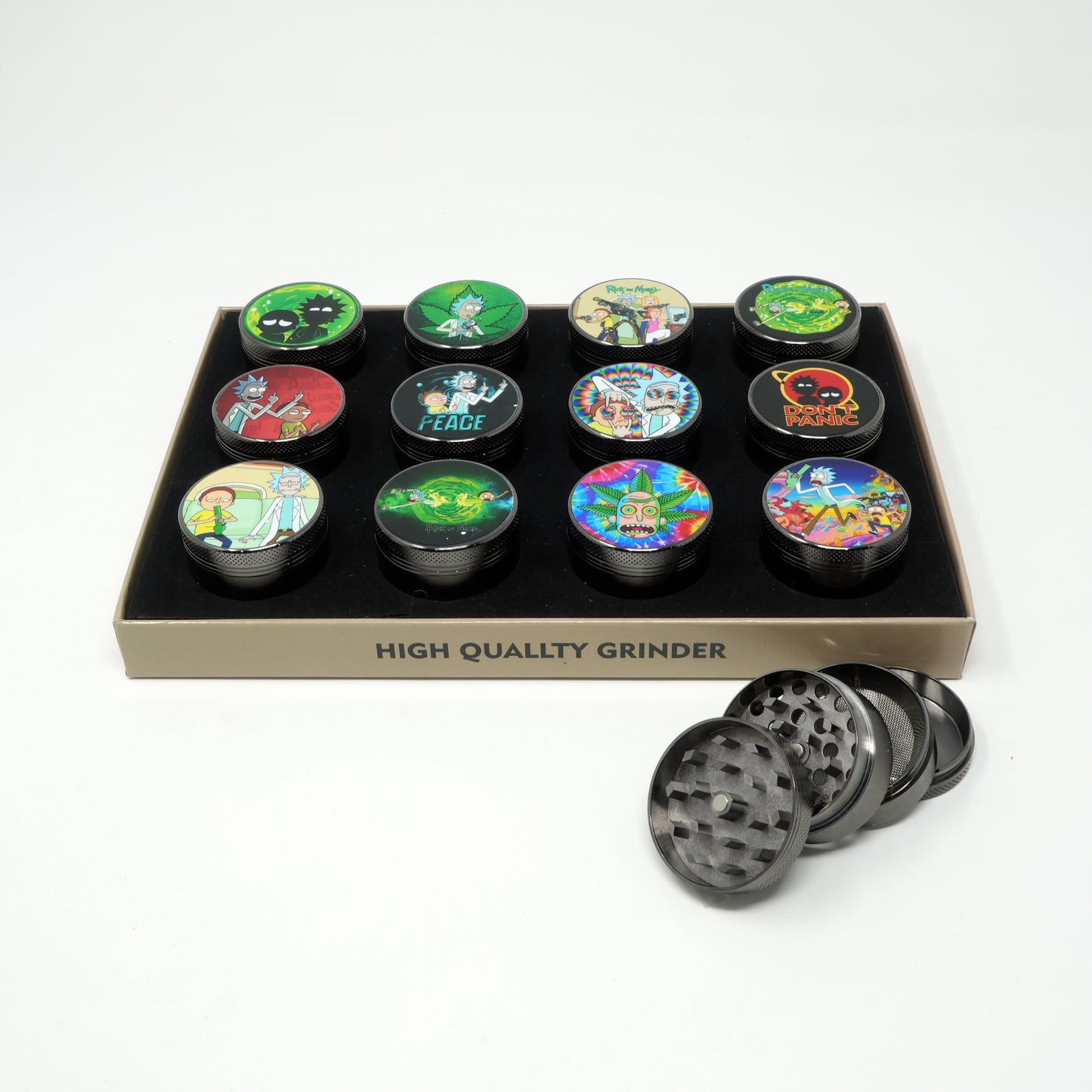 R & Morty Mix Design 4 Part Zinc Alloy Premium Herb Grinder