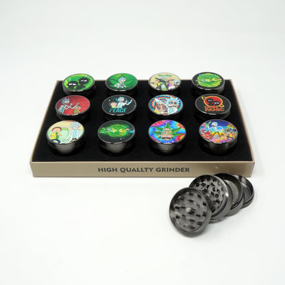 R & Morty Mix Design 4 Part Zinc Alloy Premium Herb Grinder