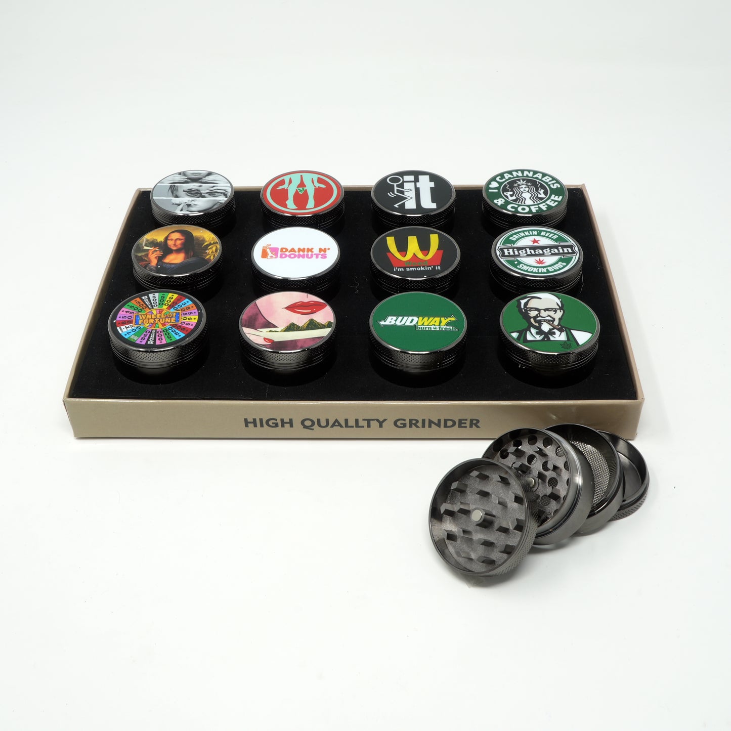 Funny Smoking Design 4 Part Zinc Alloy Premium Herb Grinder