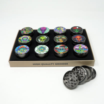 Alien Mix Design 4 Part Zinc Alloy Premium Herb Grinder