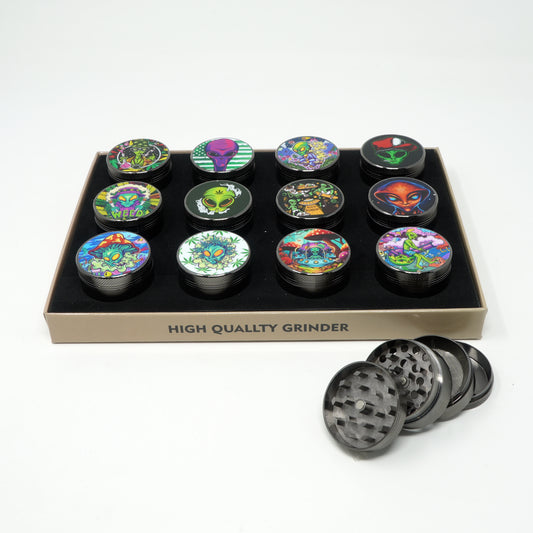 Alien Mix Design 4 Part Zinc Alloy Premium Herb Grinder