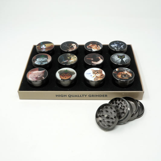 Dog And Cat Girl Mix Design 4 Part Zinc Alloy Premium Herb Grinder