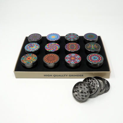 Psychedelic Mix Design 4 Part Zinc Alloy Premium Herb Grinder
