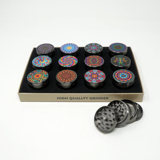 Psychedelic Mix Design 4 Part Zinc Alloy Premium Herb Grinder