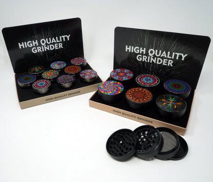 Psychedelic Mix Design 4 Part Zinc Alloy Premium Herb Grinder