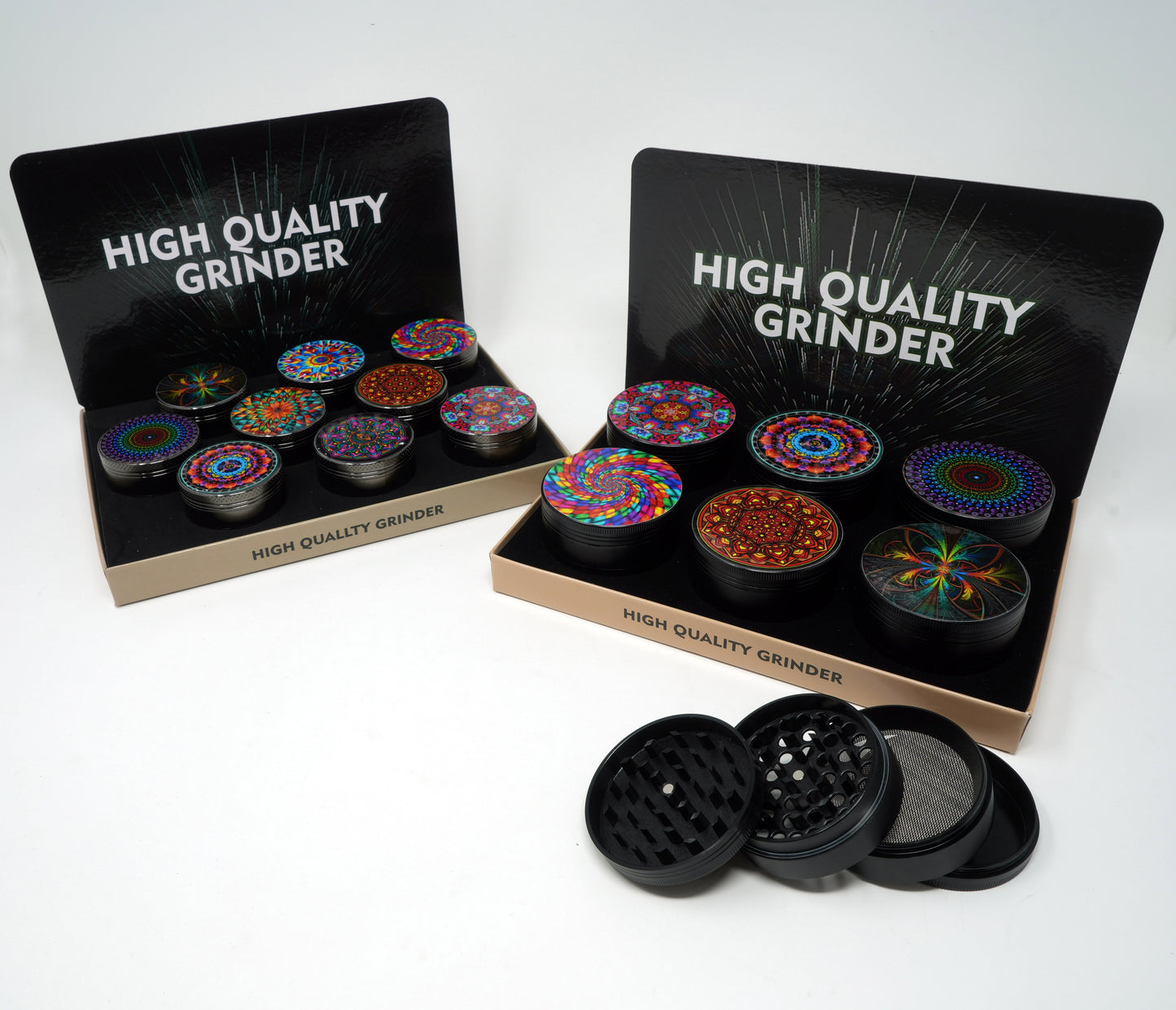 Psychedelic Mix Design 4 Part Zinc Alloy Premium Herb Grinder