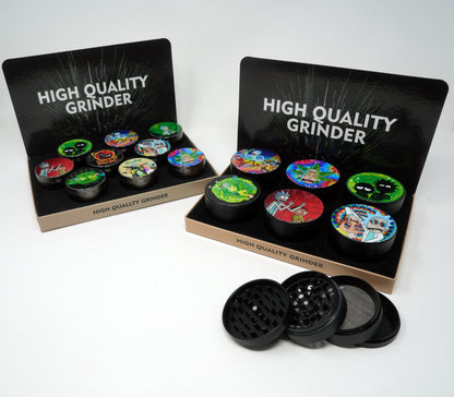 R & Morty Mix Design 4 Part Zinc Alloy Premium Herb Grinder
