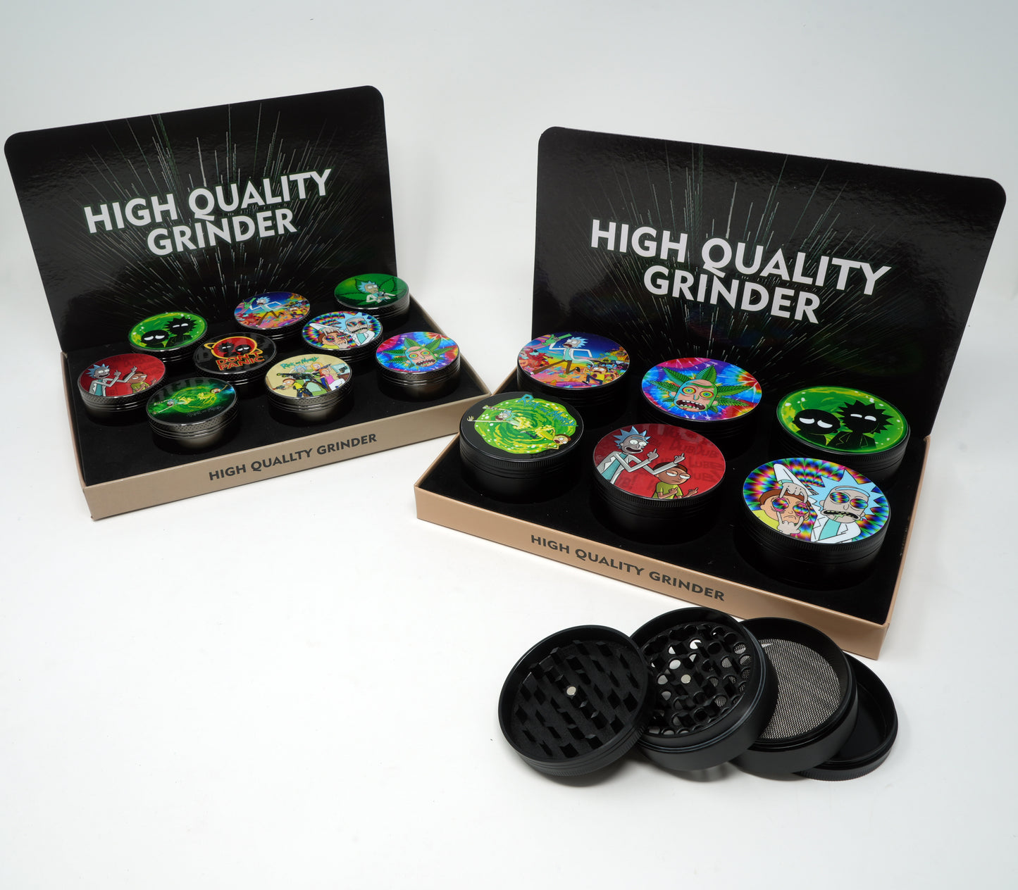 R & Morty Mix Design 4 Part Zinc Alloy Premium Herb Grinder