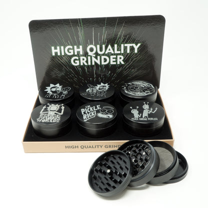 Rick and Morty Fiber Lasered Design 63mm Large 4 Part Zinc Alloy Premium Herb Grinder