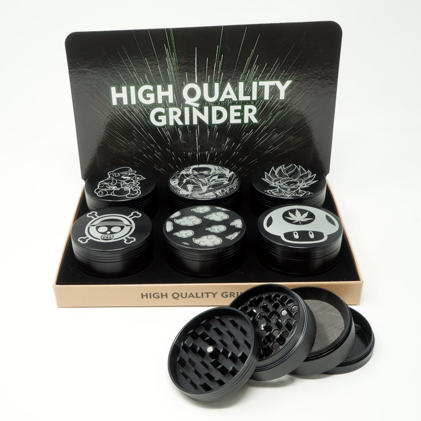 Japanese Anime Fiber Lasered Design 63mm Large 4 Part Zinc Alloy Premium Herb Grinder