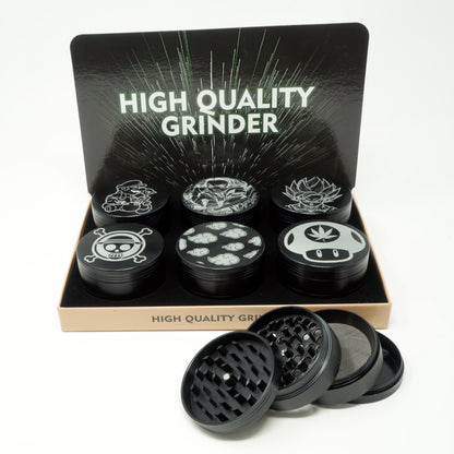 Japanese Anime Fiber Lasered Design 63mm Large 4 Part Zinc Alloy Premium Herb Grinder