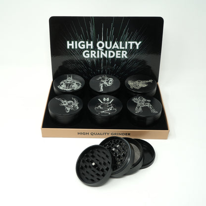 S Hero Fiber Lasered Design 63mm Large 4 Part Zinc Alloy Premium Herb Grinder