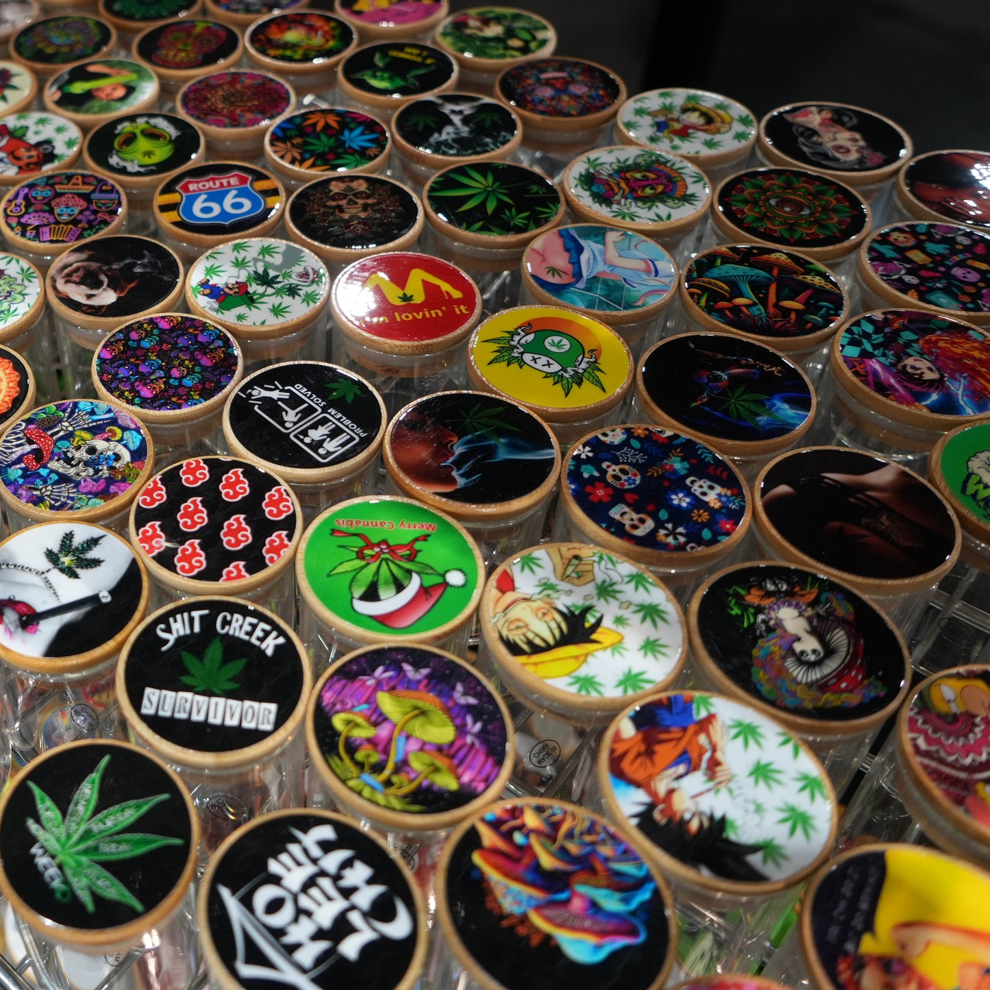 100 Count - Own Design  Bamboo Lid Glass Jar