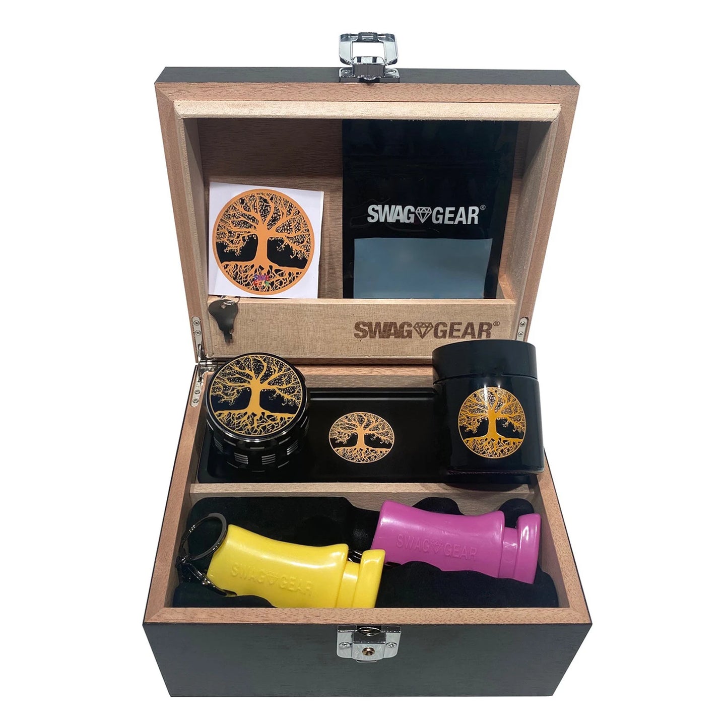 Premium Stash Box Combo Locking Stash Box Grinder Stash Jar and Rolling Tray - 4 Part Herb Grinder - Brand New and Bigger Combo!