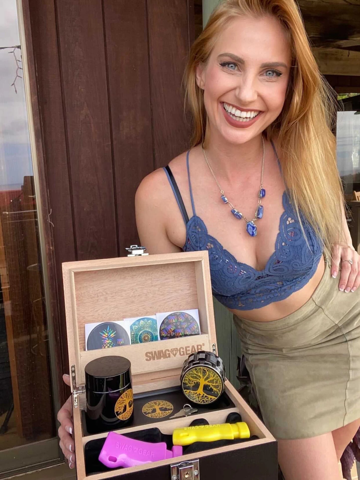 Premium Stash Box Combo Locking Stash Box Grinder Stash Jar and Rolling Tray - 4 Part Herb Grinder - Brand New and Bigger Combo!