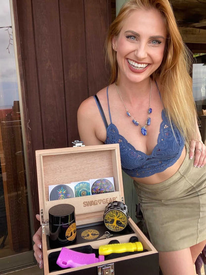 Premium Stash Box Combo Locking Stash Box Grinder Stash Jar and Rolling Tray - 4 Part Herb Grinder - Brand New and Bigger Combo!