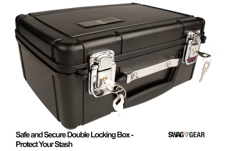 Locking Stash Box Combo - Smell Proof Stash Box Combo - Large Stash Box with Stash Jar Grinder and Rolling Tray Odor Proof