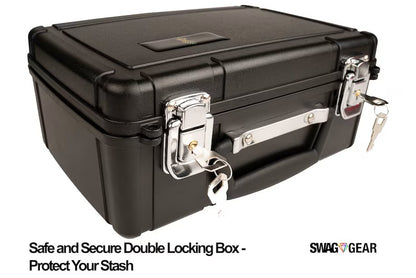 Locking Stash Box Combo - Smell Proof Stash Box Combo - Large Stash Box with Stash Jar Grinder and Rolling Tray Odor Proof