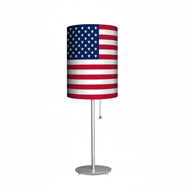 US Flag Designed Lampshade With Metal Base