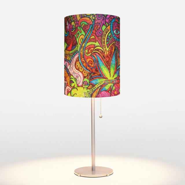 Psychedelic #2  Designed Lampshade With Metal Base