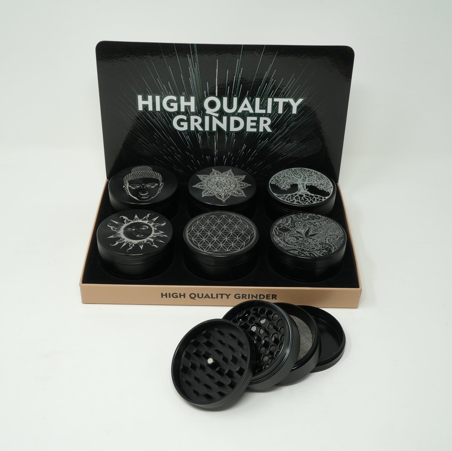 Psychedelic Fiber Lasered Design 63mm Large 4 Part Zinc Alloy Premium Herb Grinder