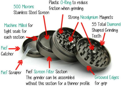 Premium Zinc Alloy Spice & Herb Crusher - Corrosion Resistant & Rust Proof - Diamond Teeth - #ZG-002
