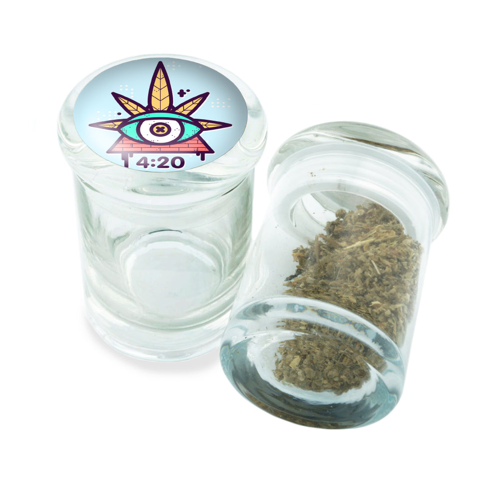PopTop Glass Container With Design #PJJ-004