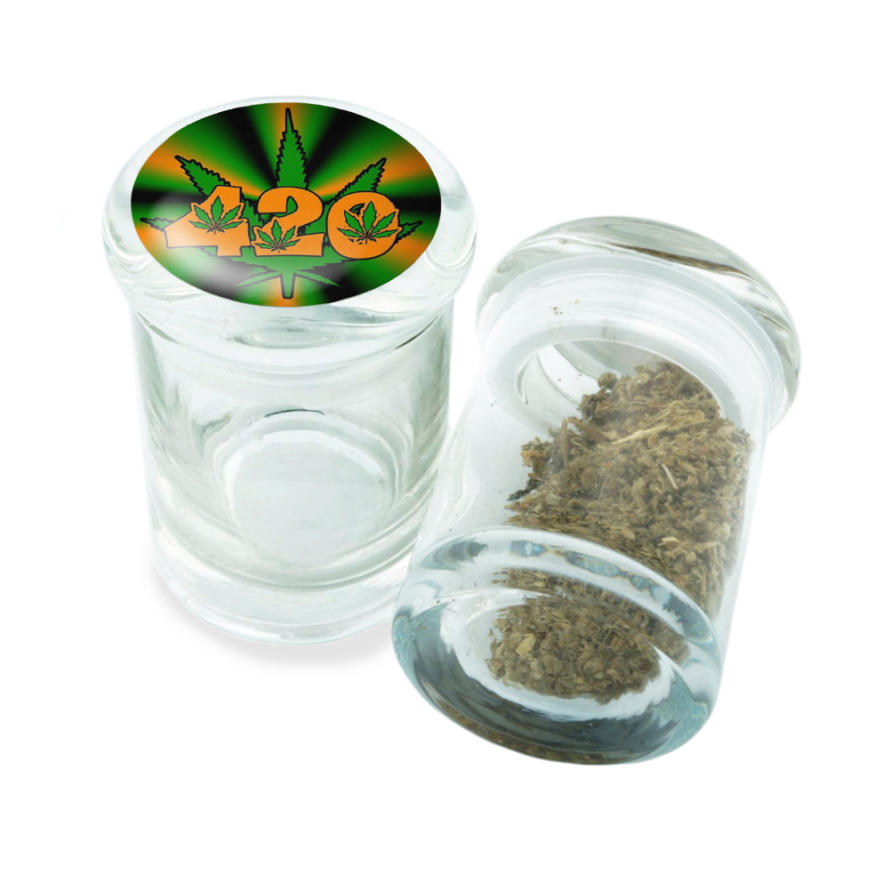 PopTop Glass Container With Design #PJJ-005