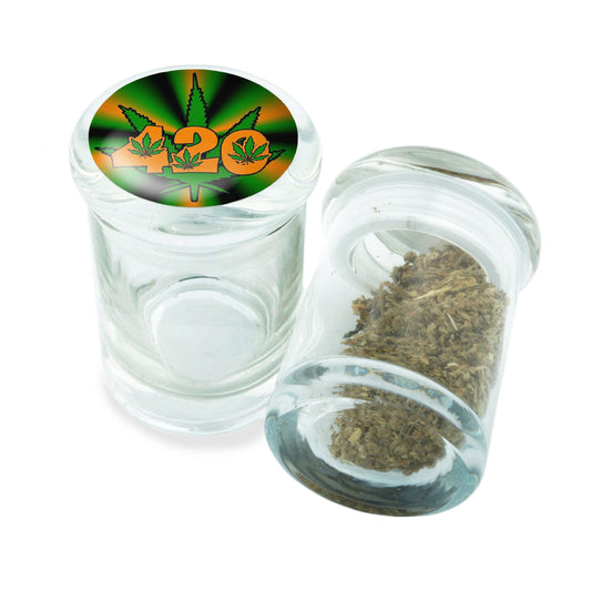 PopTop Glass Container With Design #PJJ-005