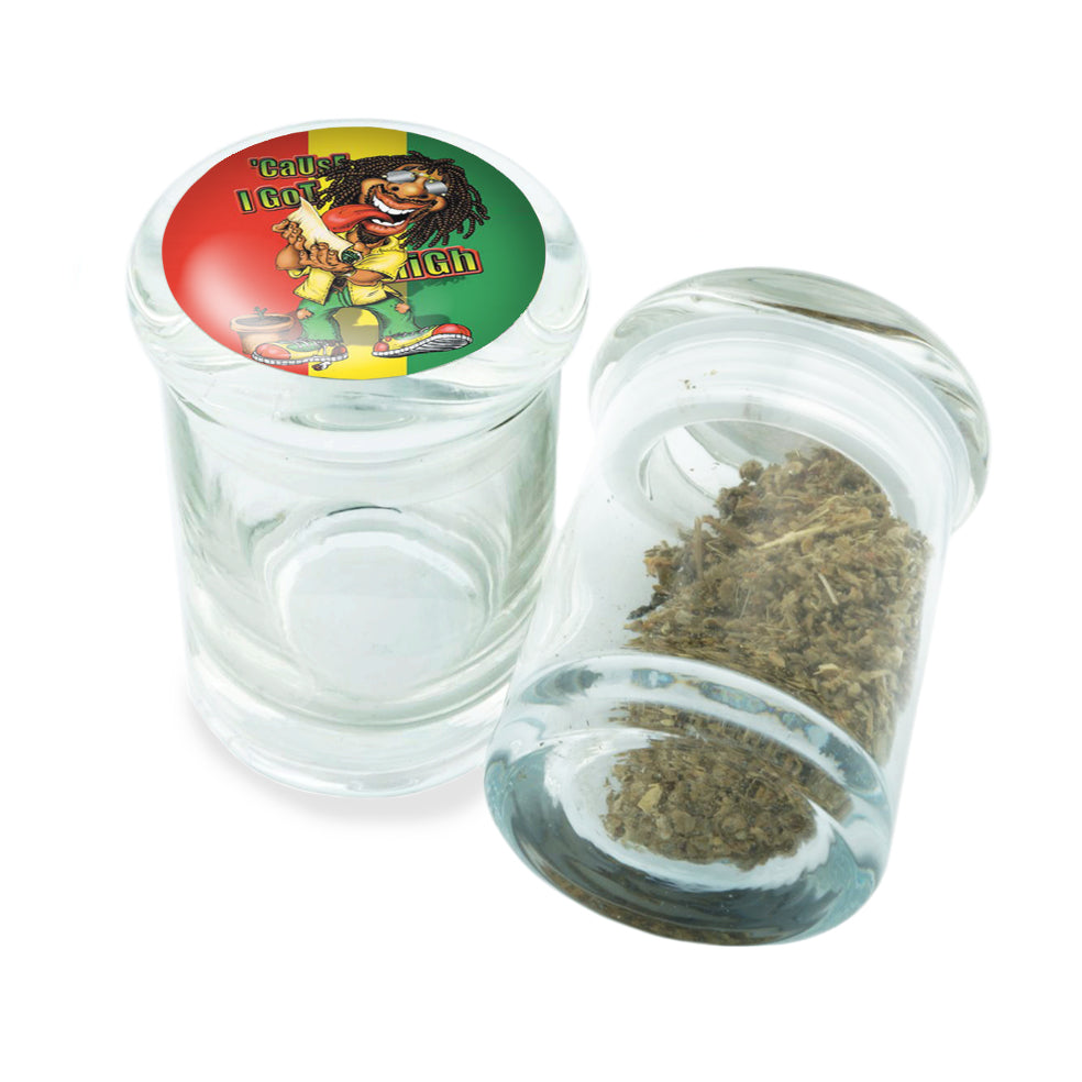 PopTop Glass Container With Design #PJJ-024