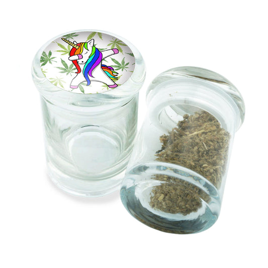 PopTop Glass Container With Design #PJJ-048