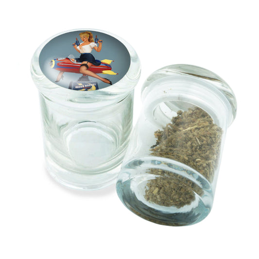 PopTop Glass Container With Design #PJJ-053