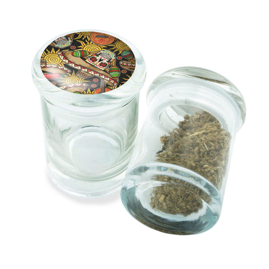 PopTop Glass Container With Design #PJJ-057