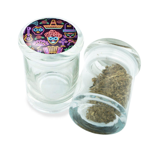 PopTop Glass Container With Design #PJJ-058