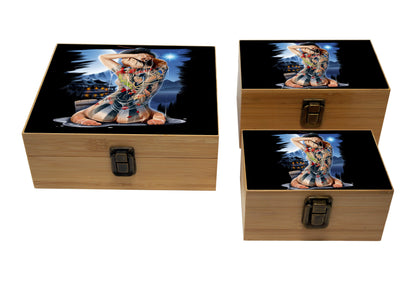 Bamboo Stash Box With Design # BB-002
