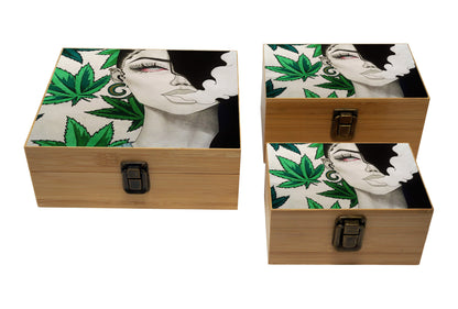 Bamboo Stash Box With Design # BB-014