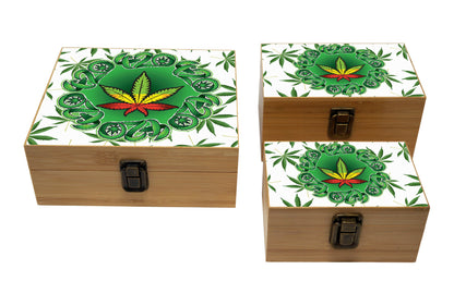 Bamboo Stash Box With Design # BB-024