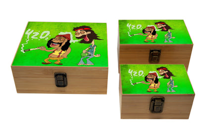 Bamboo Stash Box With Design # BB-028