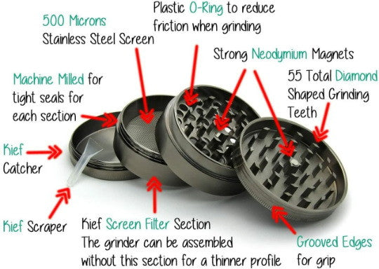 Premium Zinc Alloy Spice & Herb Crusher - Corrosion Resistant & Rust Proof - Diamond Teeth - #ZG-096